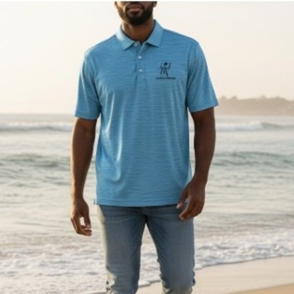 NEW Johnnie O Mens Arnold Striped Golf Polo Shirt UPF‎ 50 Blue Stretchy Size XXL